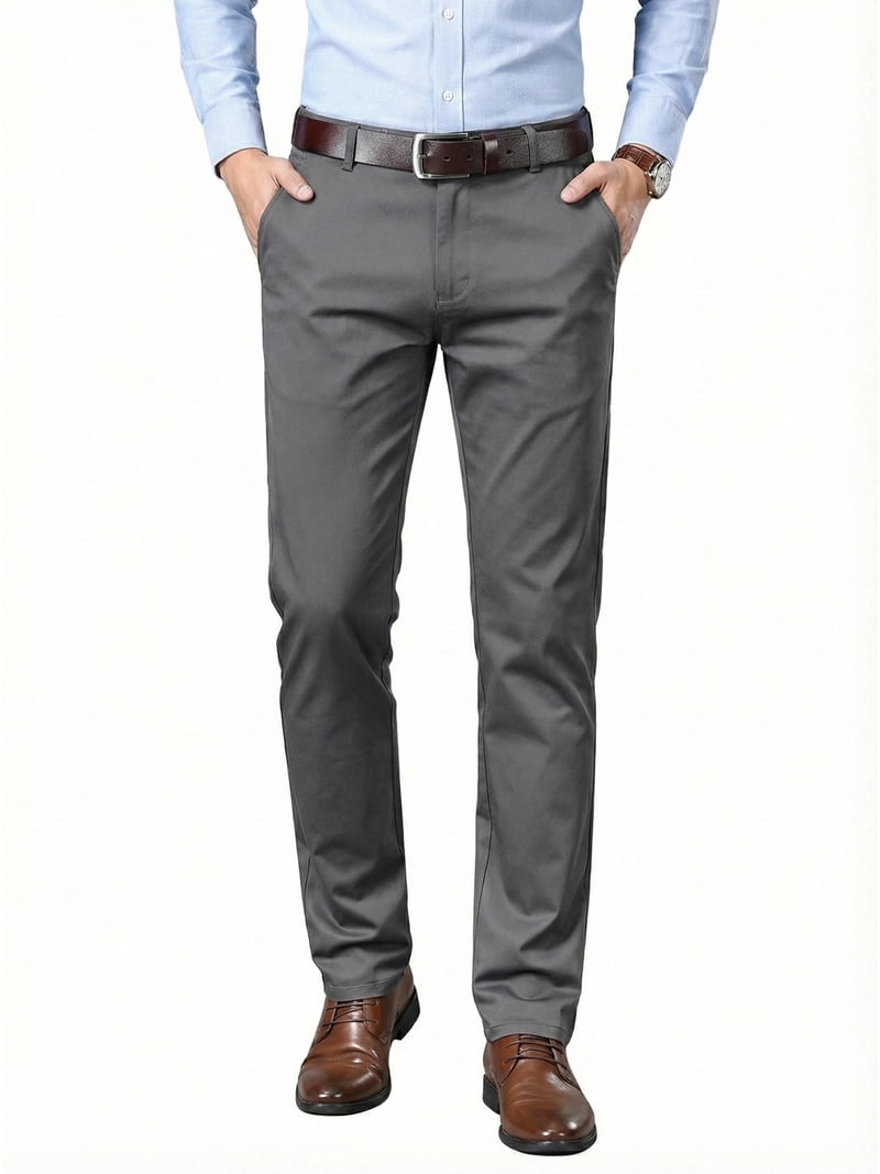 cotton blend dress pants Classic Black Stretch Cotton-blend Suit Pant