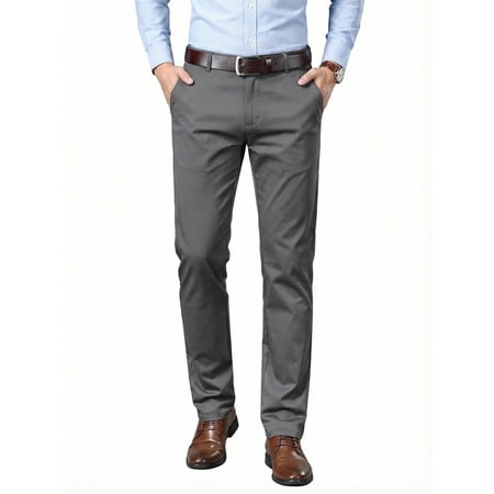MEILIHUA Men's Premium Cotton Blend Dress Pants Business Casual Flat Front Tailored Straight Trousers