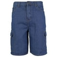 thumbnail image 1 of Men's Premium Cotton Multi Pocket Relaxed Fit Stonewash Denim Jean Cargo Shorts (Stonewash Blue,32), 1 of 4