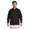 thumbnail image 1 of Men's Premium Cuban Beach Long Sleeve Button Up Linen Guayabera Dress Shirt (Black, 2XL), 1 of 1