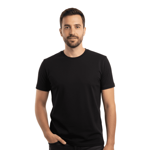 Men's Premium Fitted T-Shirt, Soft Stretch Cotton Crewneck Tee, Blank Shirts for Printing, Athletic Fit Plain Tee, (Black, Large, Pack of 1)