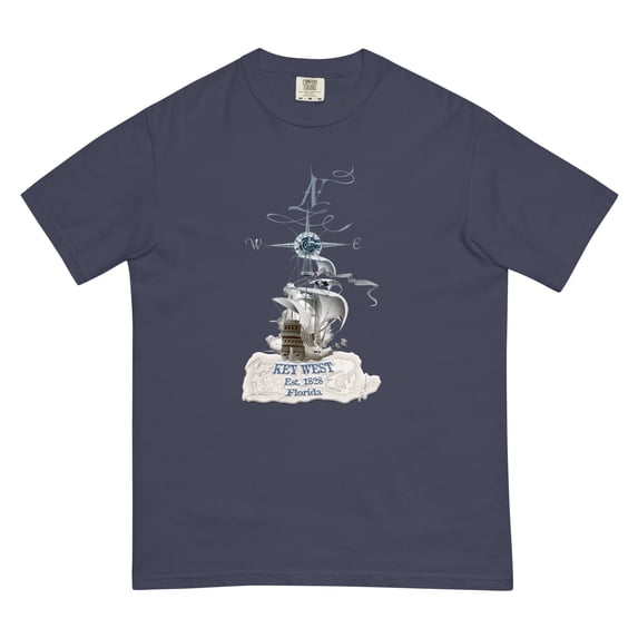Men's Premium Garment-Dyed Vintage Key West Pirate Map T-Shirt