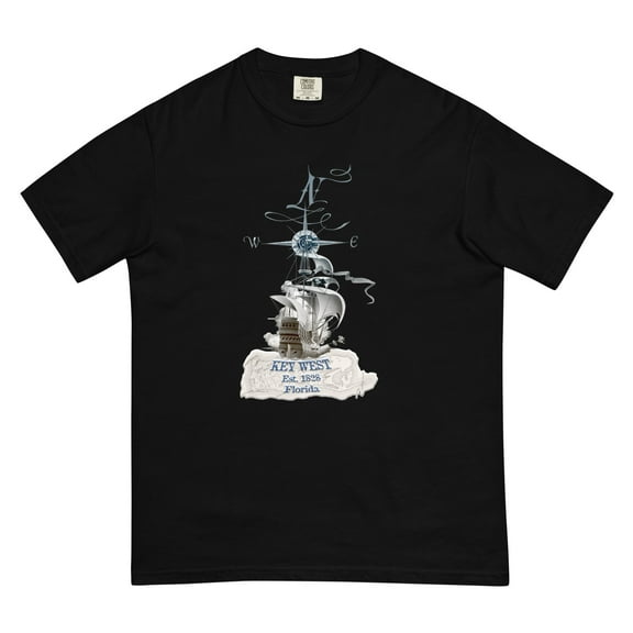 Men's Premium Garment-Dyed Vintage Key West Pirate Map T-Shirt