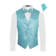 thumbnail image 1 of Men's Premium Horizontal Lines Tone on Tone Stripes Vest - NeckTie – Bow Tie - Pocket Square 4 Piece Set for Suits & Tuxedos-Many Colors, 1 of 4