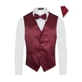 thumbnail image 1 of Men's Premium Horizontal Lines Tone on Tone Stripes Vest - NeckTie – Bow Tie - Pocket Square 4 Piece Set for Suits & Tuxedos-Many Colors, 1 of 4