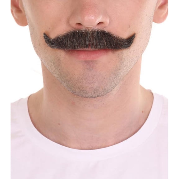 HPO Men's Fake Imperial Handlebar Mustache, Self-Adhesive Costume Facial Hair for Halloween Cosplay and Themed Events