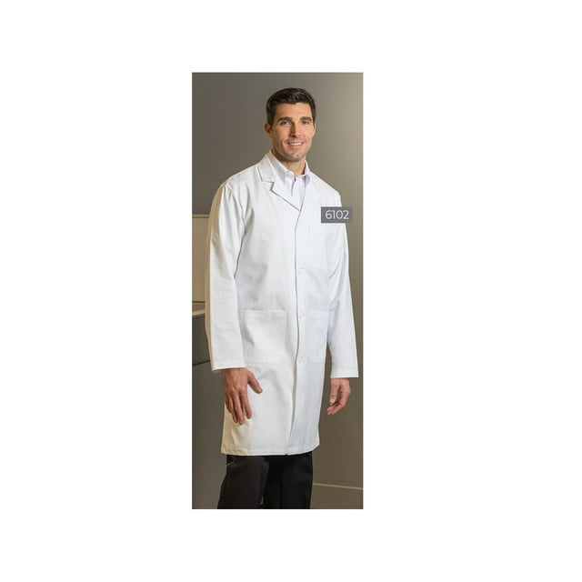 Men’s Premium Lab Coats Fabric twill 8.2oz 100% Cotton design Button Closure 3 Pockets Color WHITE Available sizes XS-XL (Sold as 2's/ Pack)