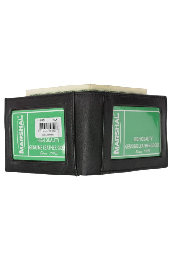 Men's Premium Leather Bifold Middle Flap Double Outside ID Card Holder Wallet P 1659 (C)