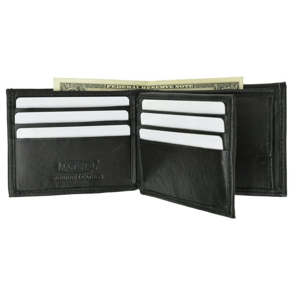 Men's Premium Leather Bifold Middle Flap Double Outside ID Card Holder Wallet P 1659
