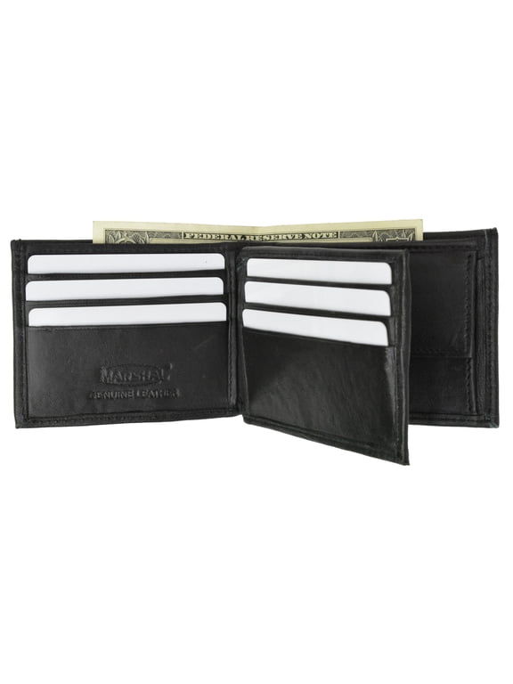 Men's Premium Leather Bifold Middle Flap Double Outside ID Card Holder Wallet P 1659