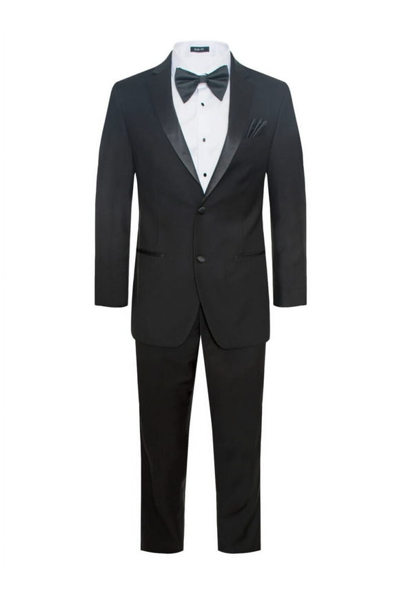 Men’s Premium Modern Fit Black Notch Lapel Two Buttons Tuxedo 34 Short/28 W