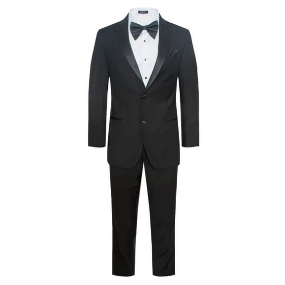 Men’s Premium Modern Fit Black Notch Lapel Two Buttons Tuxedo 34 Short/28 W