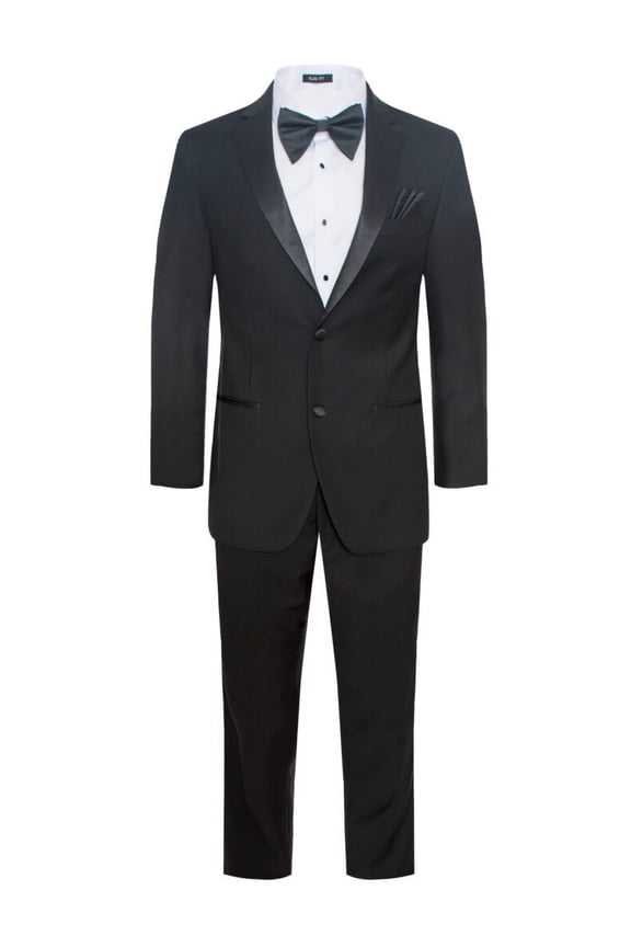 Men’s Premium Modern Fit Black Notch Lapel Two Buttons Tuxedo 36 Short/30 W