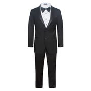 Men s Premium Modern Fit Black Notch Lapel Two Buttons Tuxedo 38 Short/32 W