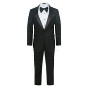 Men s Premium Modern Fit Black on Black Peak Lapel One Button Tuxedos