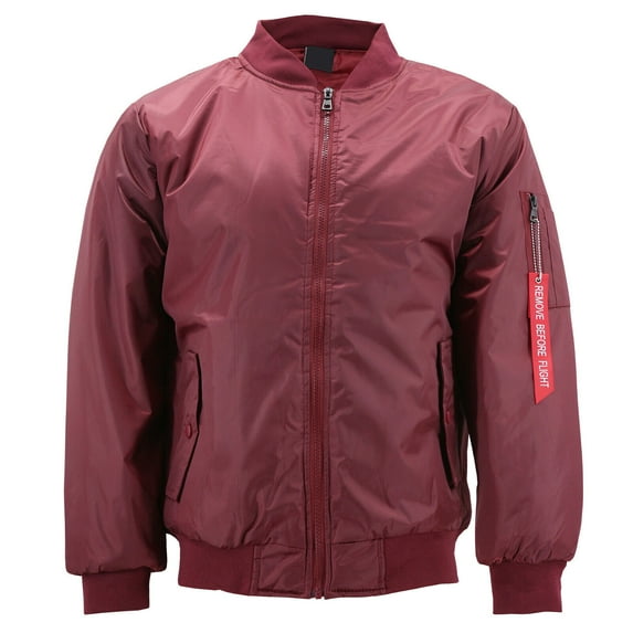 Men's Premium Multi Pocket Water Resistant Padded Zip Up Flight Bomber Jacket (Burgundy,S)