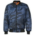 thumbnail image 1 of Men's Premium Multi Pocket Water Resistant Padded Zip Up Flight Bomber Jacket (Camo - Blue, 2XL), 1 of 2