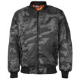 thumbnail image 1 of Men's Premium Multi Pocket Water Resistant Padded Zip Up Flight Bomber Jacket (Camo - Grey, S), 1 of 2