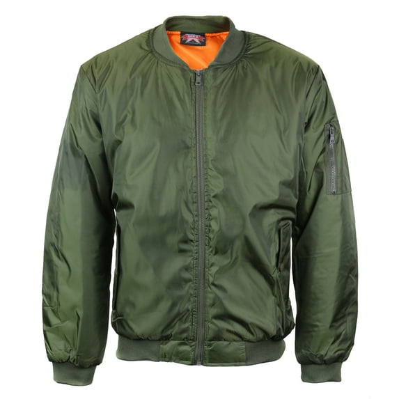 Men's Premium Multi Pocket Water Resistant Padded Zip Up Flight Bomber Jacket (Green,L)