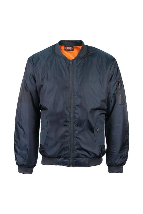 Men's Premium Multi Pocket Water Resistant Padded Zip Up Flight Bomber Jacket (Navy,S)