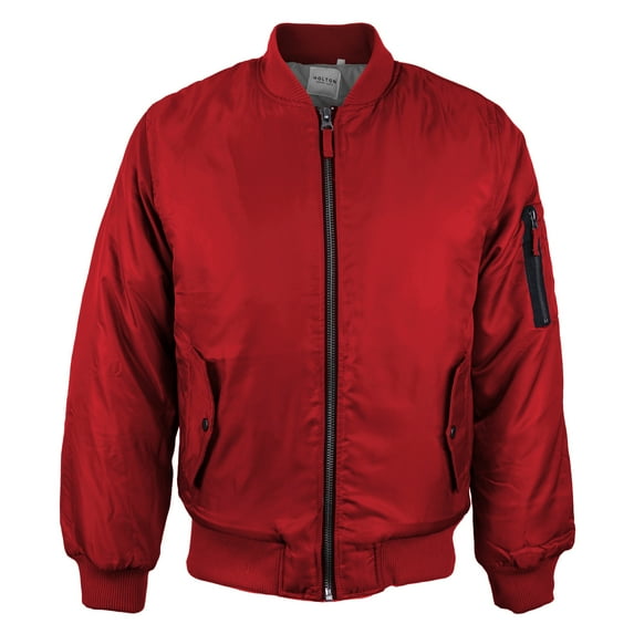 Men's Premium Multi Pocket Water Resistant Padded Zip Up Flight Bomber Jacket (Red,L)