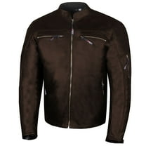 Men's Premium Natural Buffalo Leather Motorcycle Armor Biker Jacket Brown XXL