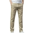 thumbnail image 1 of Men's Premium No Iron Wrinkle-Resistant Stretch Comfort Khaki Classic Fit Flat Front Casual Dress Pants Size 3XL Khaki, 1 of 4
