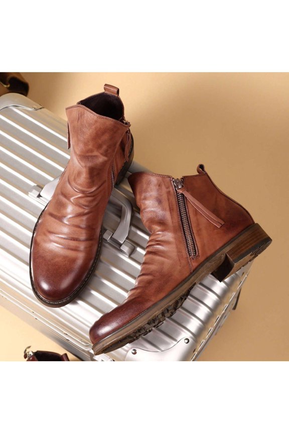 Men's Premium Oxford Brogue Shoes, Durable Leather Mid Top Comfort for Office & Everyday Wear