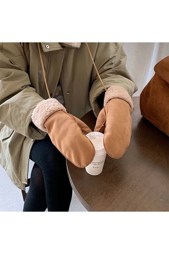 Men's Premium Shearling Sheepskin Leather Fur Mittens - Womens Classic Mittens