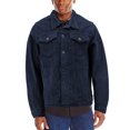 thumbnail image 1 of Men's Premium Slim Fit Button Up Brushed Fleece Lined Corduroy Trucker Jacket (Navy, L), 1 of 3