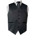thumbnail image 1 of Men's Premium Solid Vest - Necktie – Bow Tie - Pocket Square 4 Piece Set for Suits & Tuxedos, 1 of 4