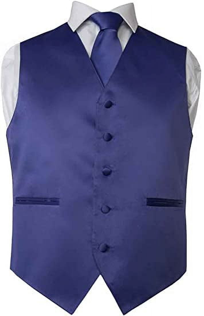 Vittorio Farina Solid Color Satin Suit Vest For Men Set Of 4 - Vest, Tie, Bow Tie & Pocket Square (Black Back), Burgundy, X-Small