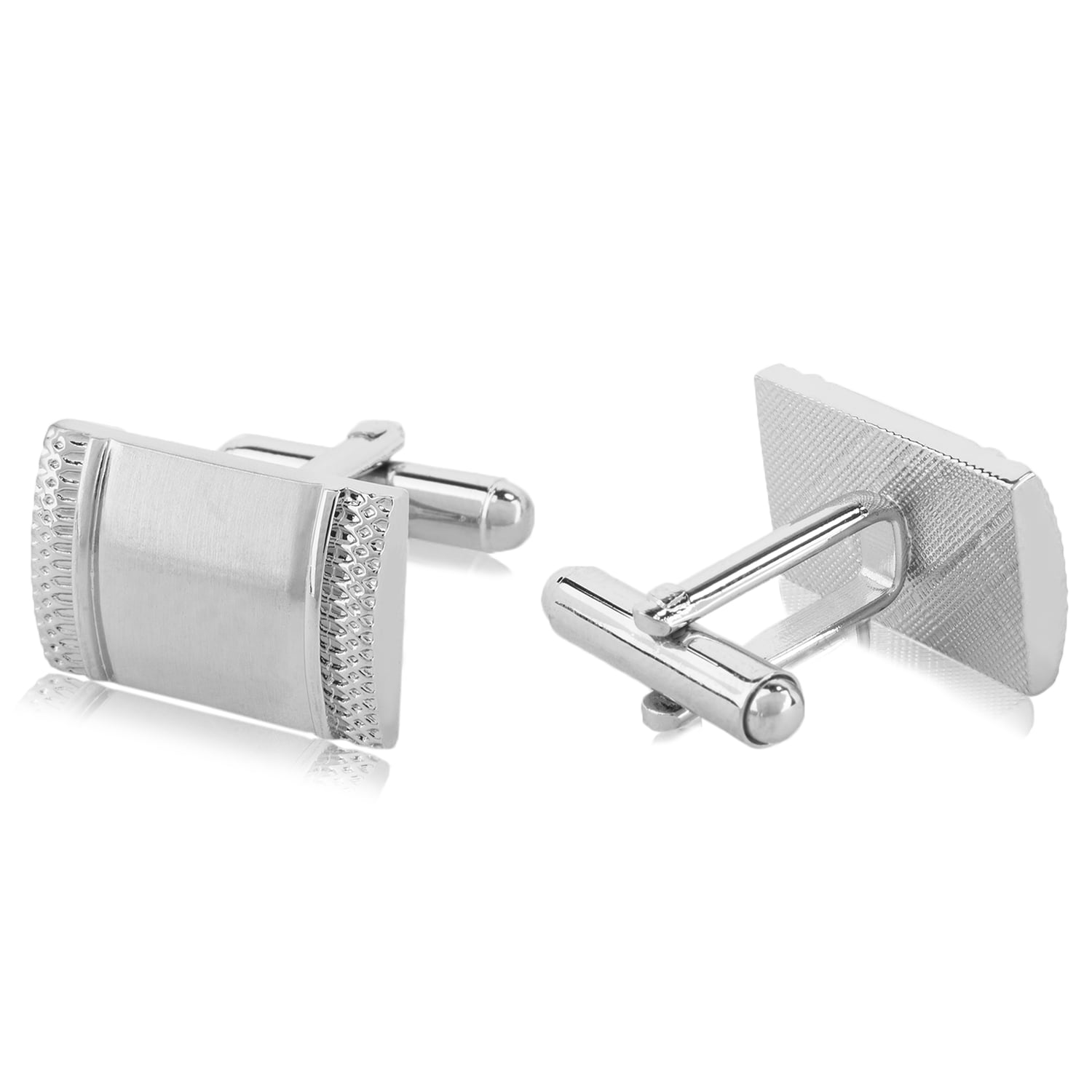 Men's Premium Stainless Steel Silver Plated Cuff Links for Dress Shirts, Business Suits, Wedding Suits [Single Pair]