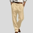 thumbnail image 1 of Men's Premium Straight Fit Pants, Men's Big & Tall Casual Elastic Waist Pants,Yellow,Size S, 1 of 6