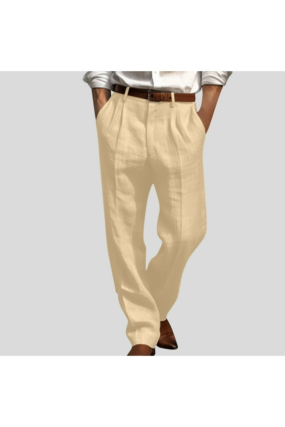 Men's Premium Straight Fit Pants, Men's Big & Tall Casual Elastic Waist Pants,Yellow,Size XXXL