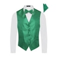 thumbnail image 1 of Men's Premium Vertical Lines Tone on Tone Stripes Vest - Necktie – Bow Tie - Pocket Square 4 Piece Set For Suits & Tuxedos Sleeveless, 1 of 4
