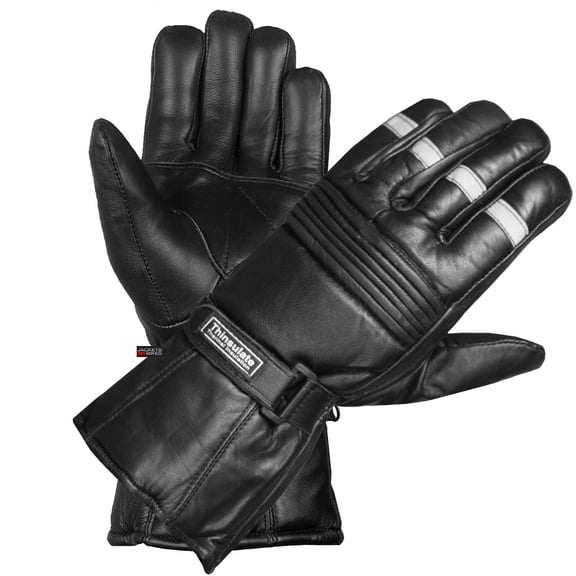 Men's Premium Winter Motorcycle Gloves | Sheep Leather Thinsulate Gauntlet Style for Street Cruiser Biker | Reflective Durable Design, Best for Cold Weather Season Size M