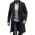 thumbnail image 1 of Men's Premium Wool Blend Coat Notched Colla Double Breasted Long Pea Coat Trench Overcoat Sizes S-2XL Dark Gray, 1 of 8