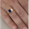 thumbnail image 1 of Men's Pretty Solitaire Wedding Ring 14k Yellow Gold Plated 2Ct Emerald Cut Simulated Blue Sapphire 925 Silver, 1 of 3