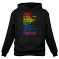 thumbnail image 1 of Men's Pride Hoodie - Love is Love Quotes Rainbow Design - LGBTQ Supportive Sweatshirt - Comfortable Cotton-Polyester Blend Hoodie - Small Black, 1 of 5