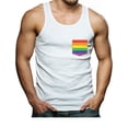thumbnail image 1 of Men's Pride Tank Top - Rainbow Flag Pocket Design - LGBTQ Supportive Apparel - Comfortable Cotton-Polyester Blend Singlet - XX-Large White, 1 of 6