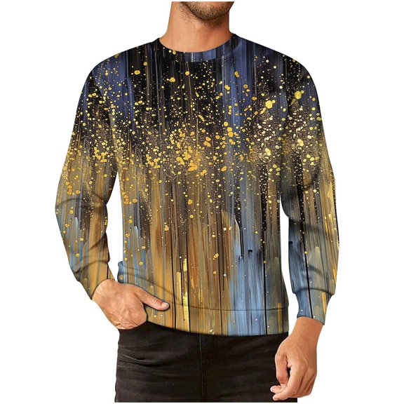 Men's Print Crew Neck Sweatshirt Oversized Long Sleeve Pullover Top Fall Winter Casual Loose Cotton Top for Men (Multicolor 07 M)