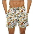 thumbnail image 1 of Men's Print Drawstring Waistband Casual Beach Shorts Stretch Straight Leg Shorts With Pocket, 1 of 4
