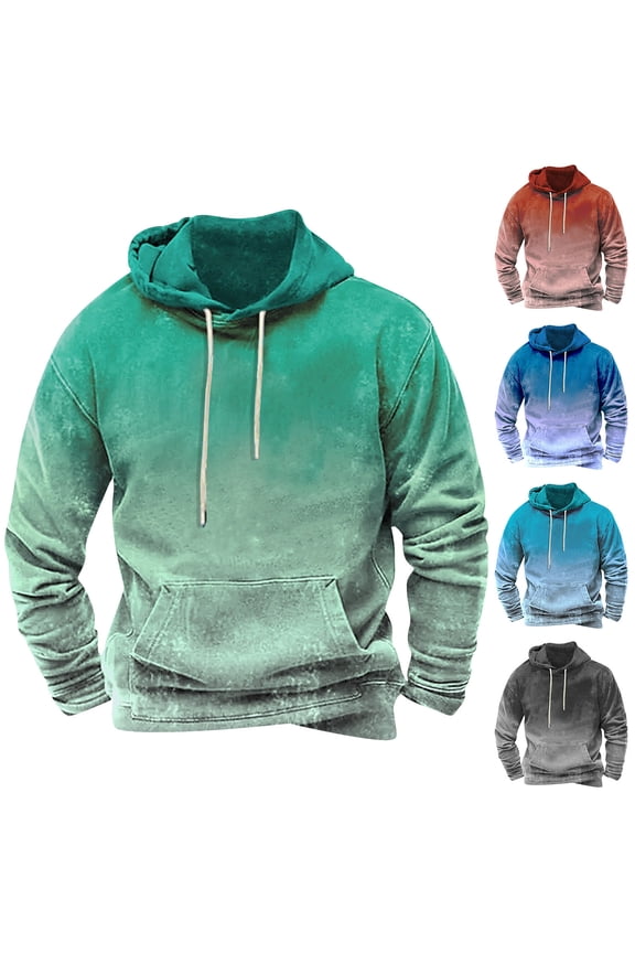 Men's Print Plush Fleece Coat, Warm Winter Hooded Sweater Jacket with Pockets, Casual Thick Outerwear for Cold Weather, Christmas, Outdoor and Travel,Blue,L