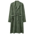 thumbnail image 1 of Men's Print Robe Belted Long Sleeve Knitting Blend Bathrobe Loungewear with Pockets Olive Green L, 1 of 2