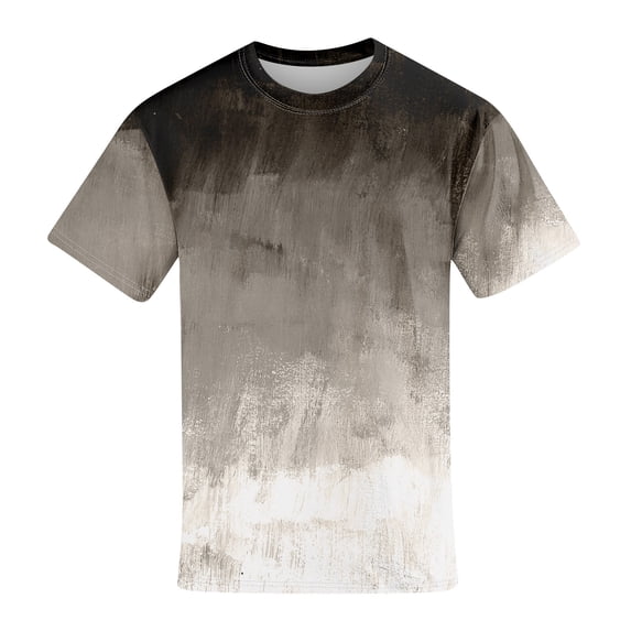 Men's Print T-Shirts Casual Summer Short Sleeve Gradient Color Tee Shirts Beach Tops Gray M