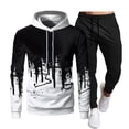 thumbnail image 1 of Men's Print Tracksuits 2 Piece Hooded Sports Jogging Casual Sweatsuit Sweatshirt Sweatpants Suit Sets, 1 of 3