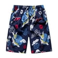 thumbnail image 1 of Men's Printed Beach Shorts Drawstring Waist Casual Vacation Shorts Summer Beach Pool Bottoms for Men,White,4XL, 1 of 9