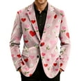 thumbnail image 1 of Men's Printed Corduroy Pocket Blazer, Casual Suit Cardigan Jacket, Pink, L, 1 of 6
