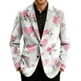 thumbnail image 1 of Men's Printed Corduroy Pocket Blazer, Casual Suit Cardigan Jacket, White, XXL, 1 of 6